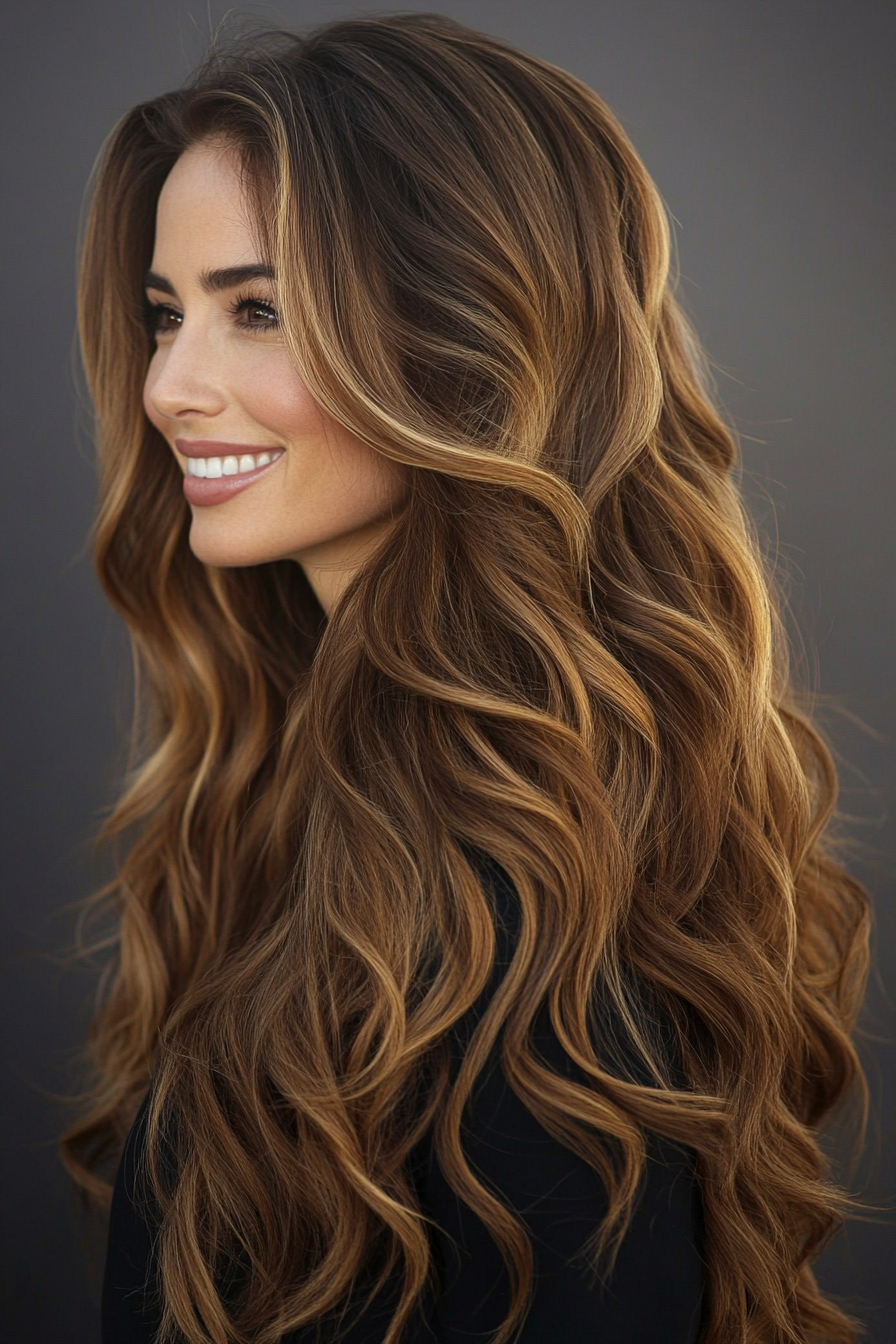 13. Textured Layers in Dark Honey Brown (Long Wavy Haircuts) - Long Wavy Haircuts