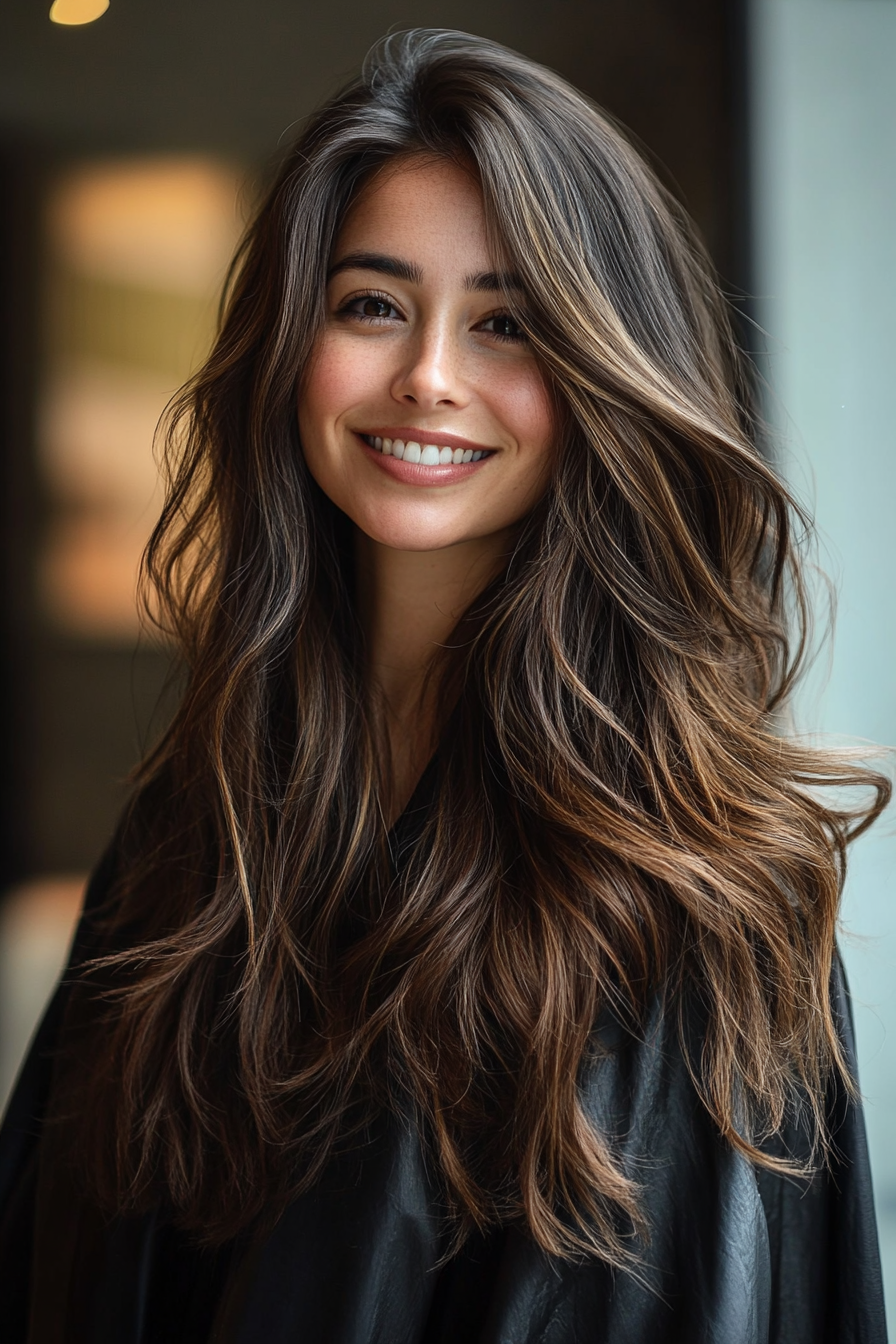15. Voluminous Waves in Mocha Brown (Long Wavy Haircuts) - Long Wavy Haircuts