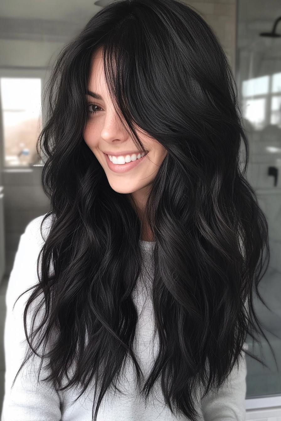 16. Loose Layers in Jet Black (Long Wavy Haircuts) - Long Wavy Haircuts