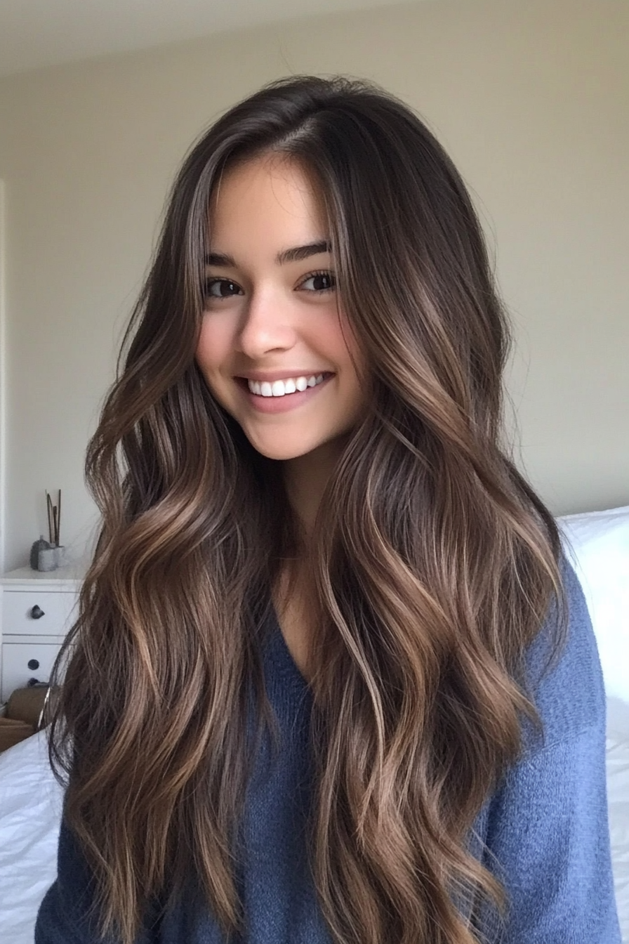 17. Tapered Ends in Natural Brunette (Long Wavy Haircuts) - Long Wavy Haircuts