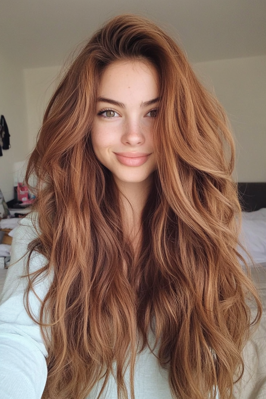 19. Boho Layers in Light Chestnut Brown (Long Wavy Haircuts) - Long Wavy Haircuts