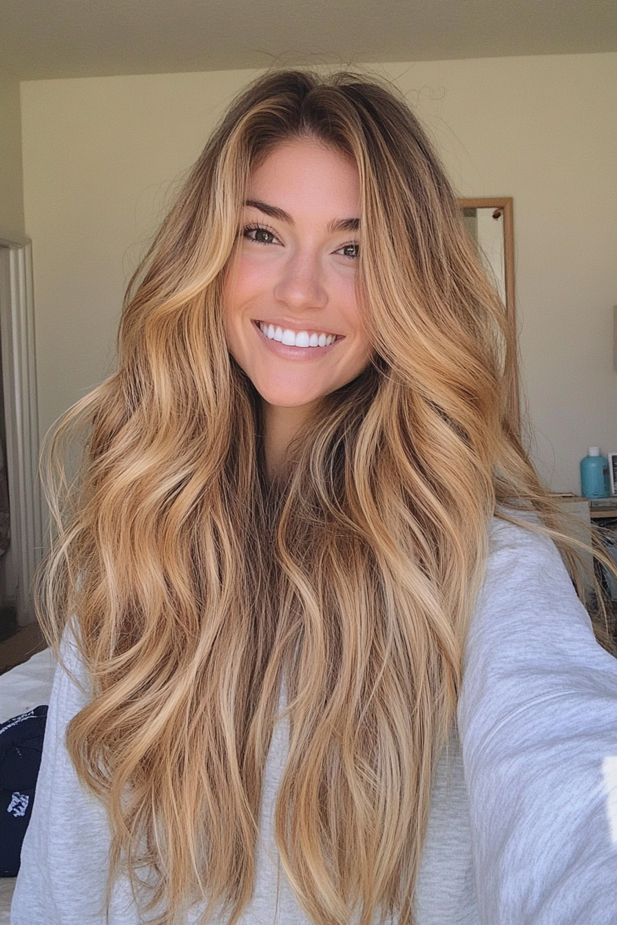 20. Flowy Layers in Tawny Blonde (Long Wavy Haircuts) - Long Wavy Haircuts