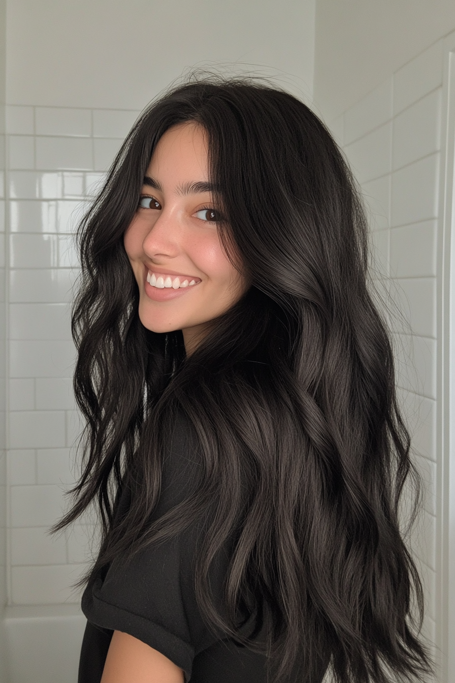 22. Effortless Layers in Soft Black (Long Wavy Haircuts) - Long Wavy Haircuts