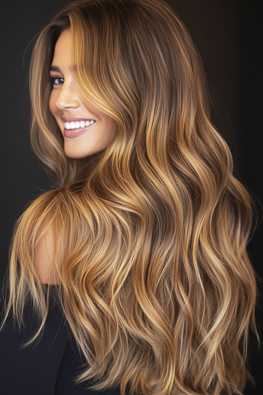 23. Subtle Waves in Dark Caramel Blonde (Long Wavy Haircuts) - Long Wavy Haircuts