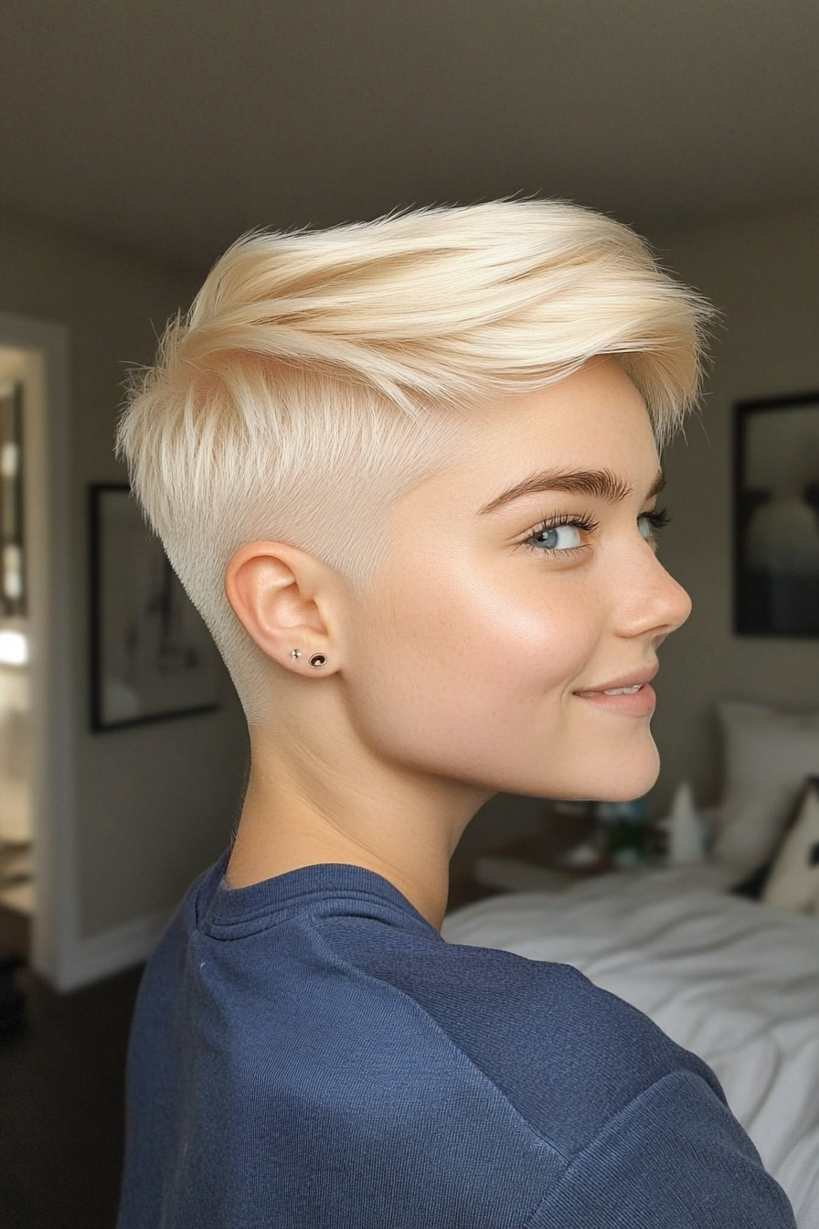 7. Platinum Blonde Tapered Cut (Short Blonde Haircuts) - Short Blonde Haircuts