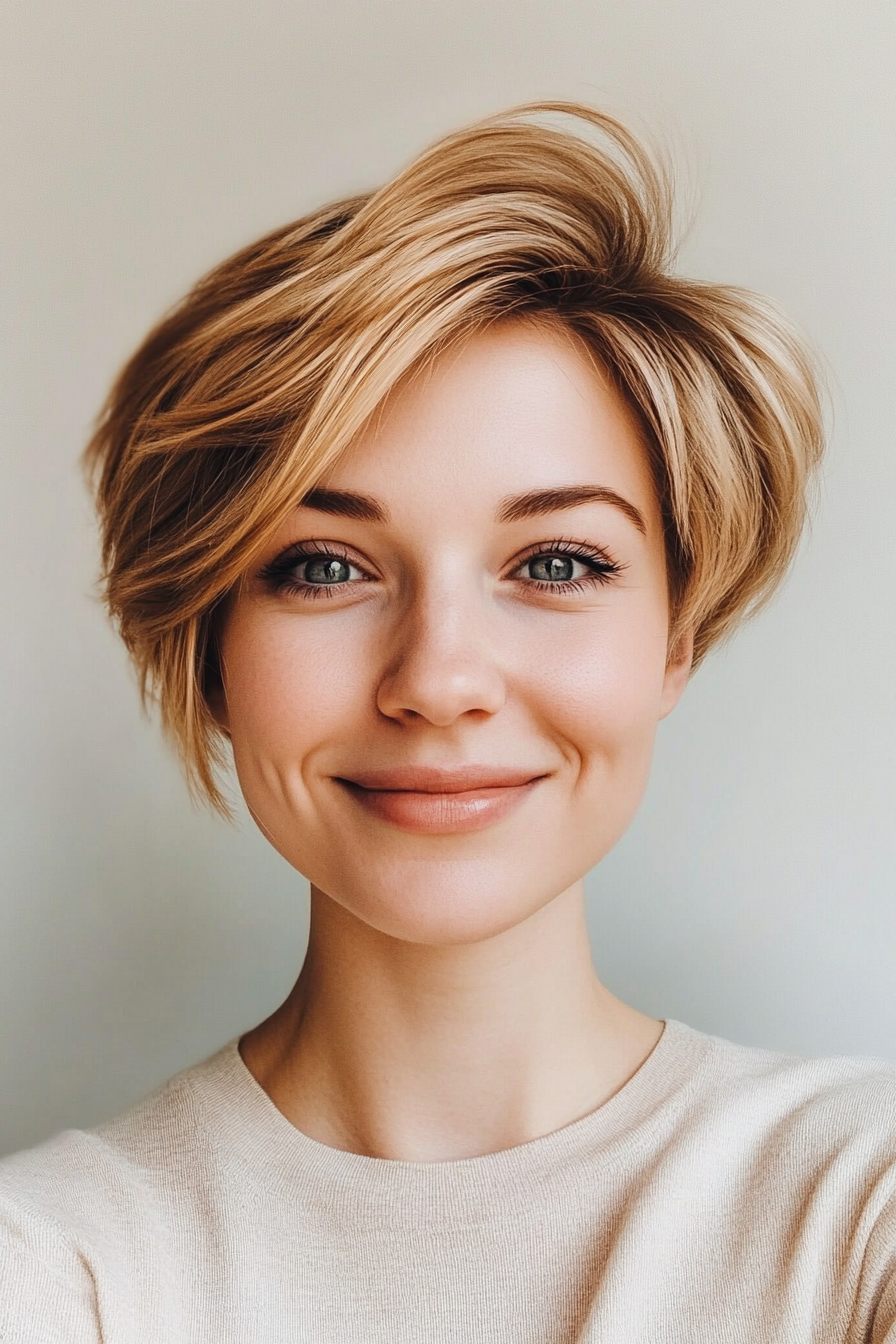 8. Golden Blonde Layered Pixie (Short Blonde Haircuts) - Short Blonde Haircuts