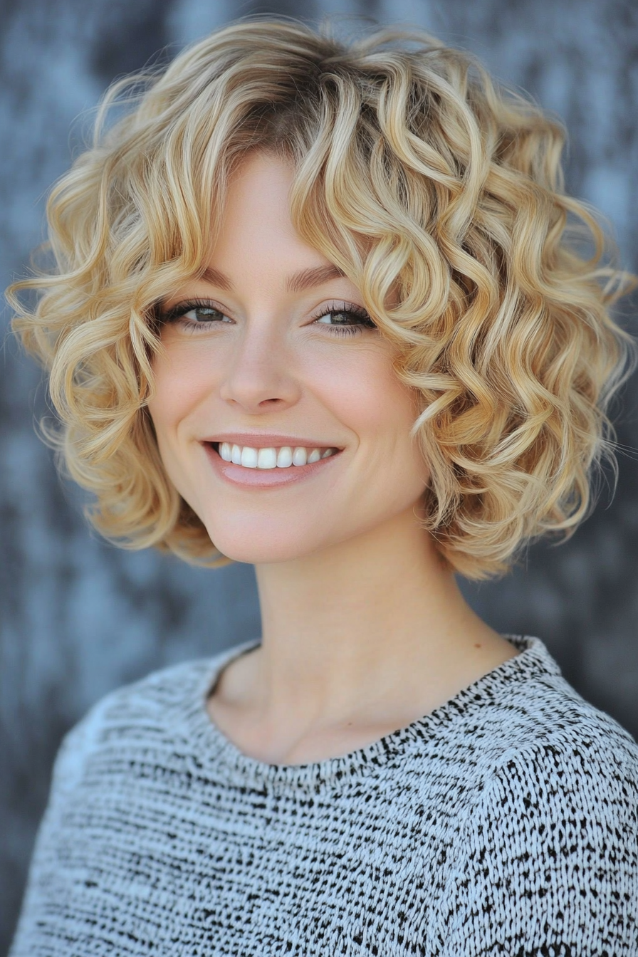 9. Neutral Blonde Curly Bob (Short Blonde Haircuts) - Short Blonde Haircuts