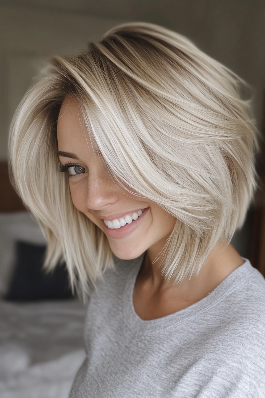 18. Sandy Blonde Feathered Bob (Short Blonde Haircuts) - Short Blonde Haircuts