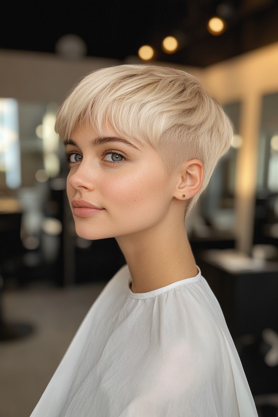 19. Cool Blonde Pixie with Baby Bangs (Short Blonde Haircuts) - Short Blonde Haircuts
