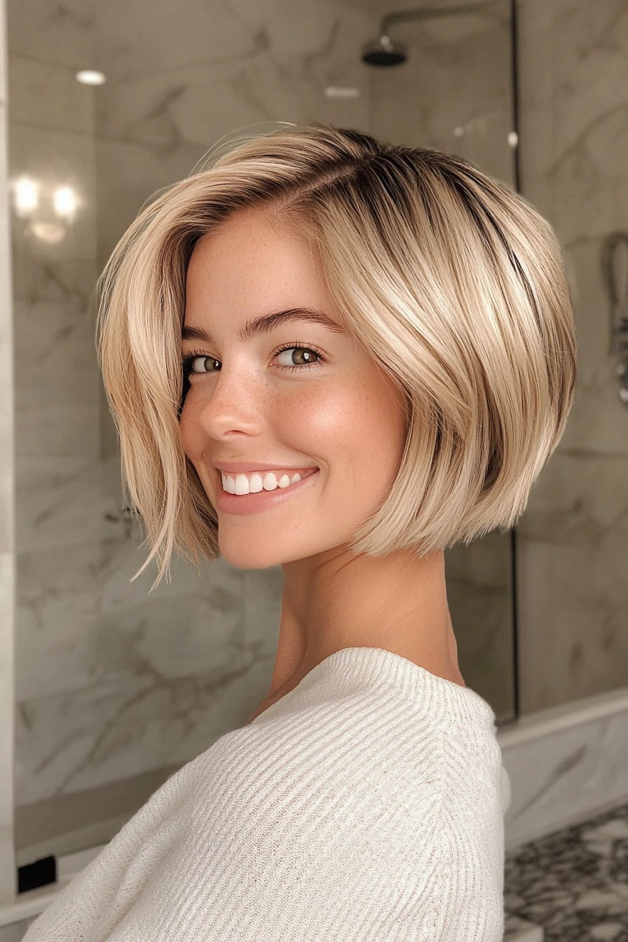 22. Golden Blonde Micro Bob (Short Blonde Haircuts) - Short Blonde Haircuts