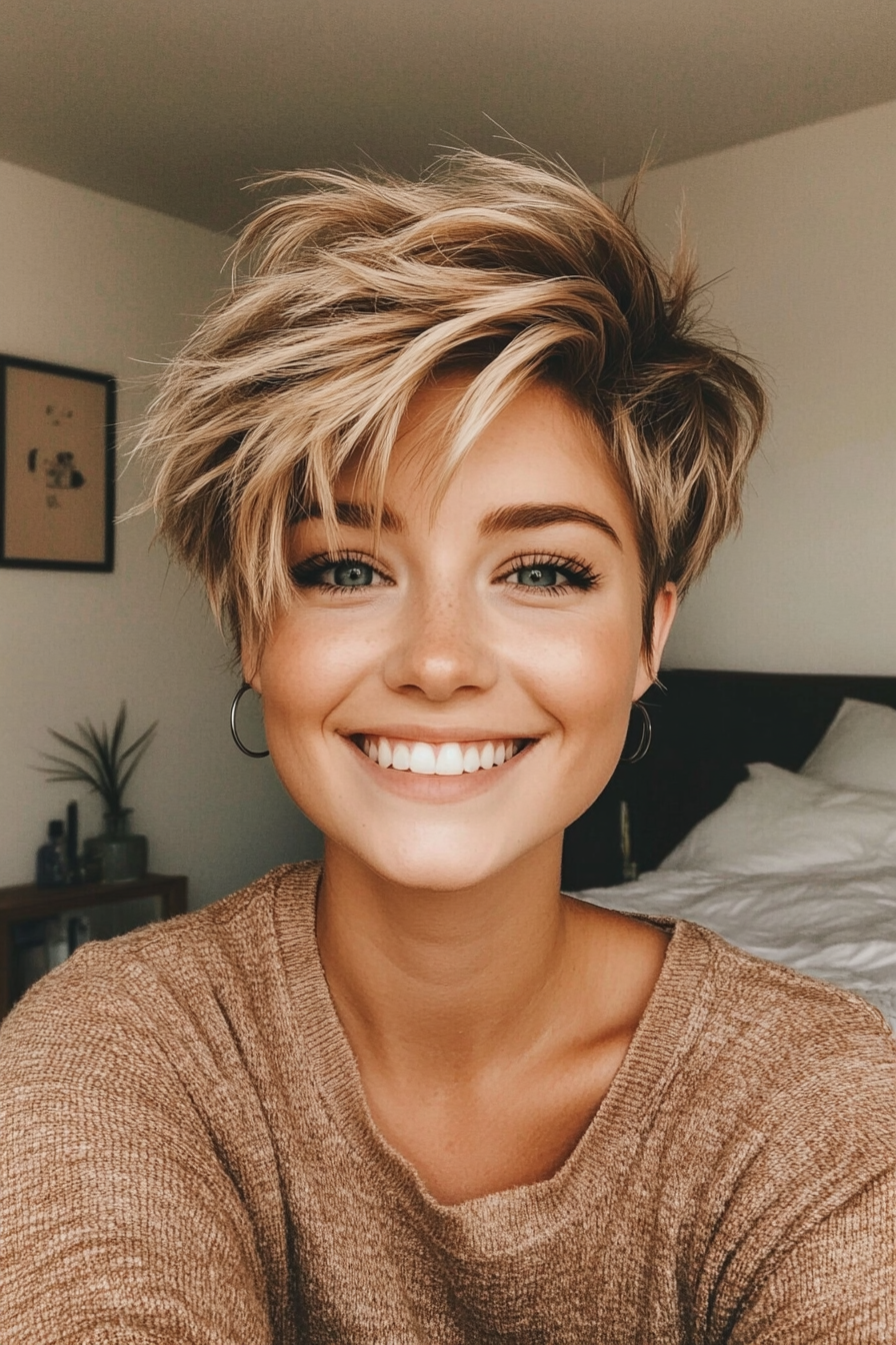 24. Bronde Textured Pixie (Short Blonde Haircuts) - Short Blonde Haircuts