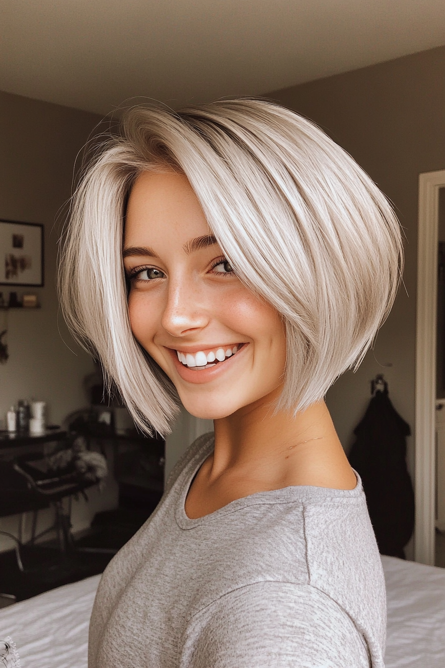 25. Silver Blonde Short Choppy Bob (Short Blonde Haircuts) - Short Blonde Haircuts