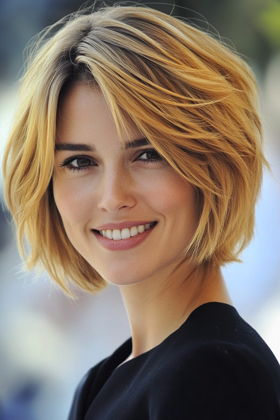2. Golden Bob with Subtle Layers (Layered Haircuts For Short Hair) - Layered Haircuts For Short Hair
