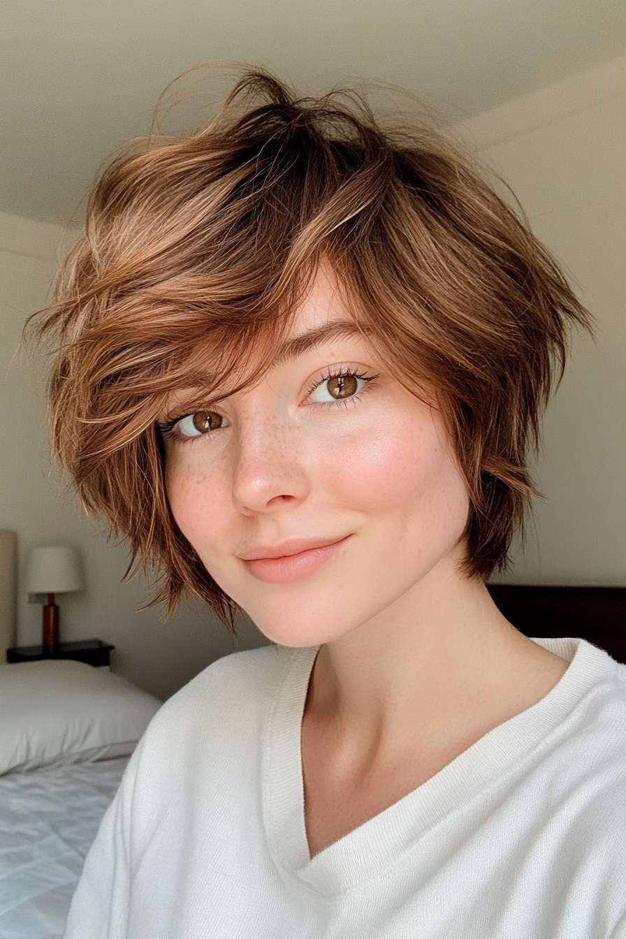 5. Chestnut Shaggy Layers (Layered Haircuts For Short Hair) - Layered Haircuts For Short Hair