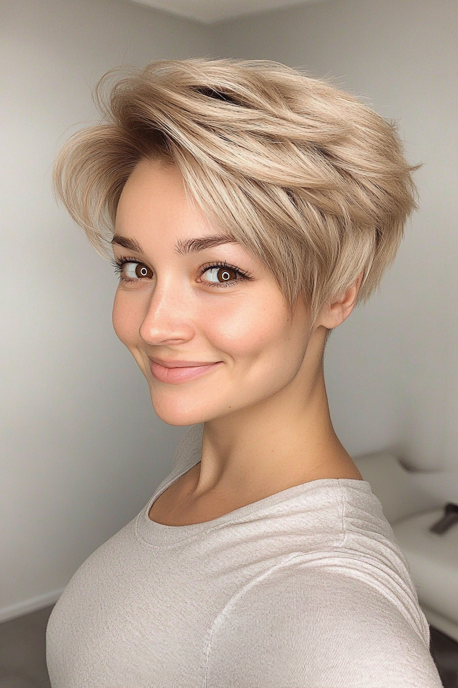 7. Honey Blonde Layered Pixie (Layered Haircuts For Short Hair) - Layered Haircuts For Short Hair