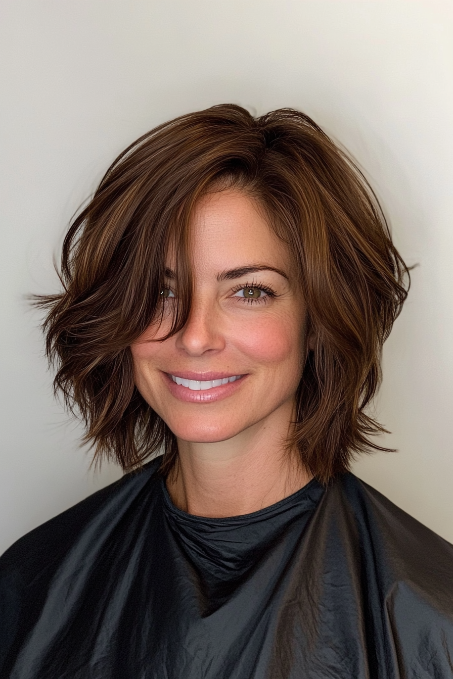 8. Mahogany Feathered Bob (Layered Haircuts For Short Hair) - Layered Haircuts For Short Hair