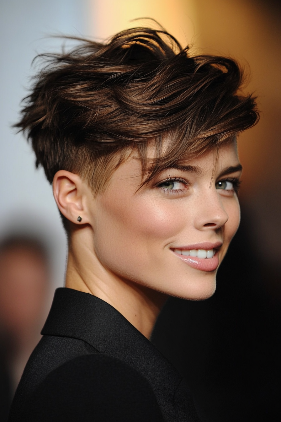 10. Mocha Layered Undercut (Layered Haircuts For Short Hair) - Layered Haircuts For Short Hair