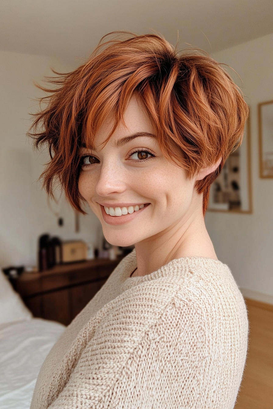 11. Cinnamon Tousled Pixie (Layered Haircuts For Short Hair) - Layered Haircuts For Short Hair