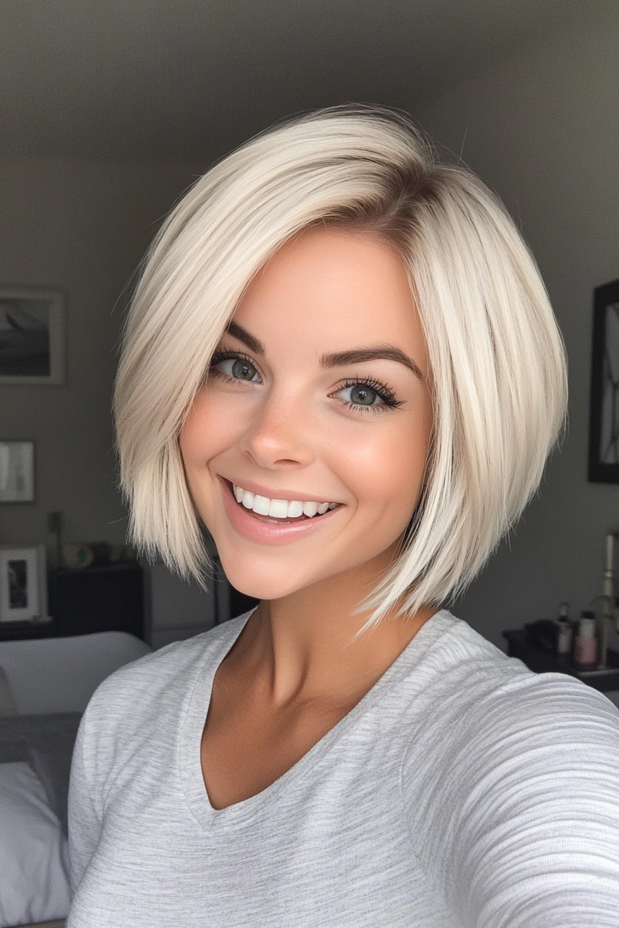 12. Pearl Blonde Layered Bob (Layered Haircuts For Short Hair) - Layered Haircuts For Short Hair