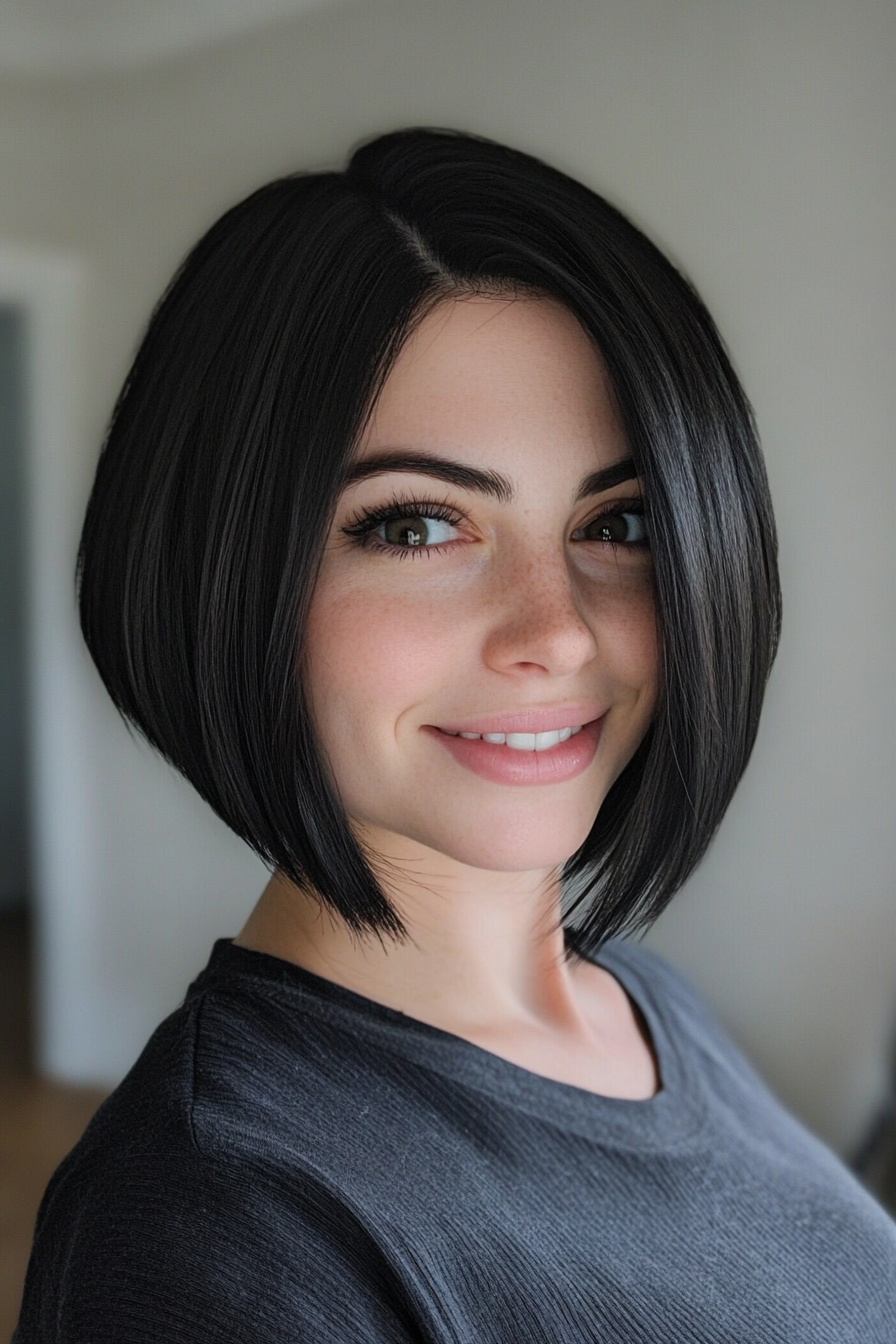 15. Charcoal Blunt Bob with Layers (Layered Haircuts For Short Hair) - Layered Haircuts For Short Hair