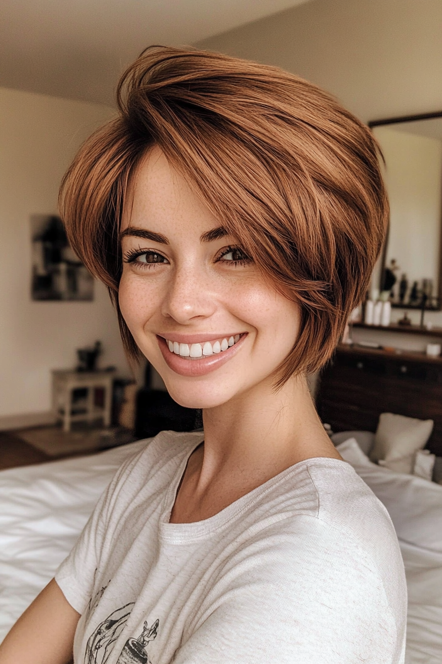 16. Chestnut Pixie with Side Layers (Layered Haircuts For Short Hair) - Layered Haircuts For Short Hair