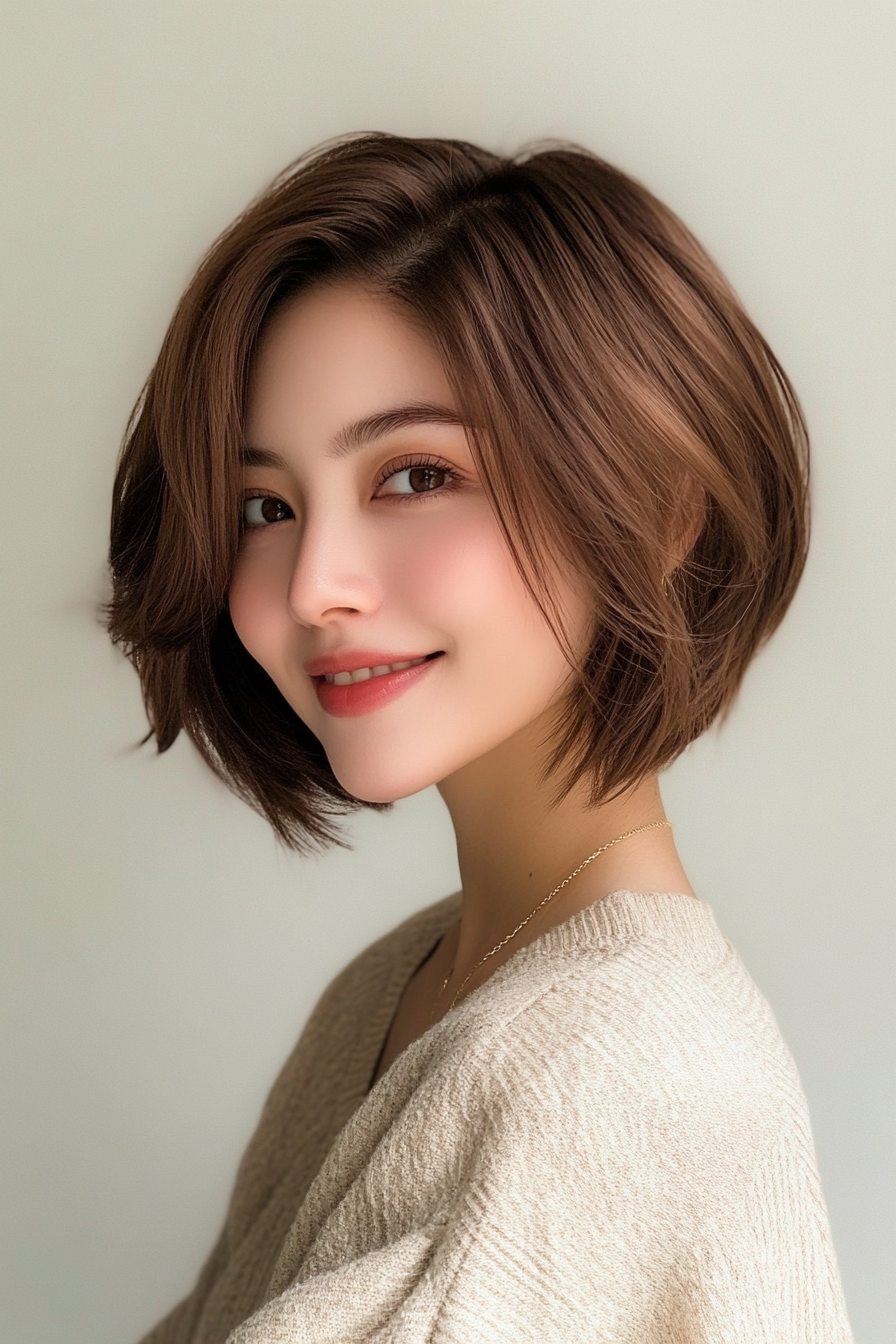 17. Walnut Razor-Cut Bob (Layered Haircuts For Short Hair) - Layered Haircuts For Short Hair