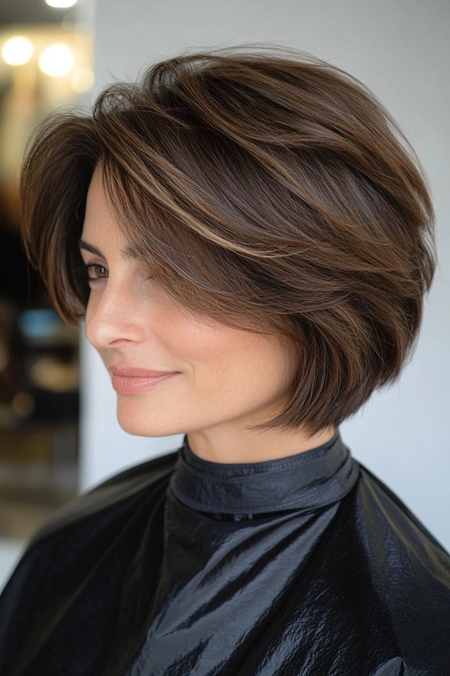 20. Amber Layered Crop (Layered Haircuts For Short Hair) - Layered Haircuts For Short Hair