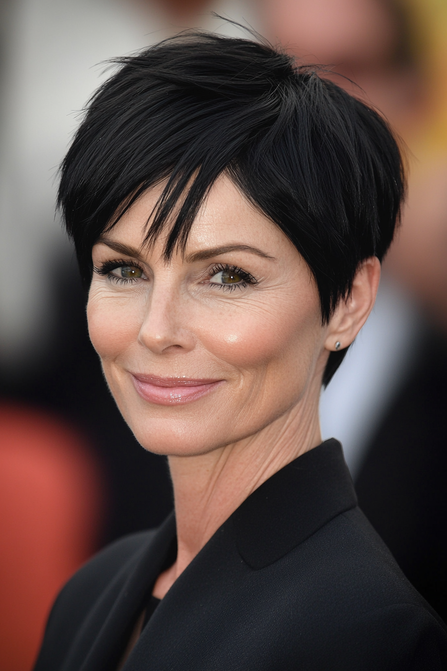 6. Tapered Cut with Natural Black (Short Haircuts For Women Over 50) - Short Haircuts For Women Over 50