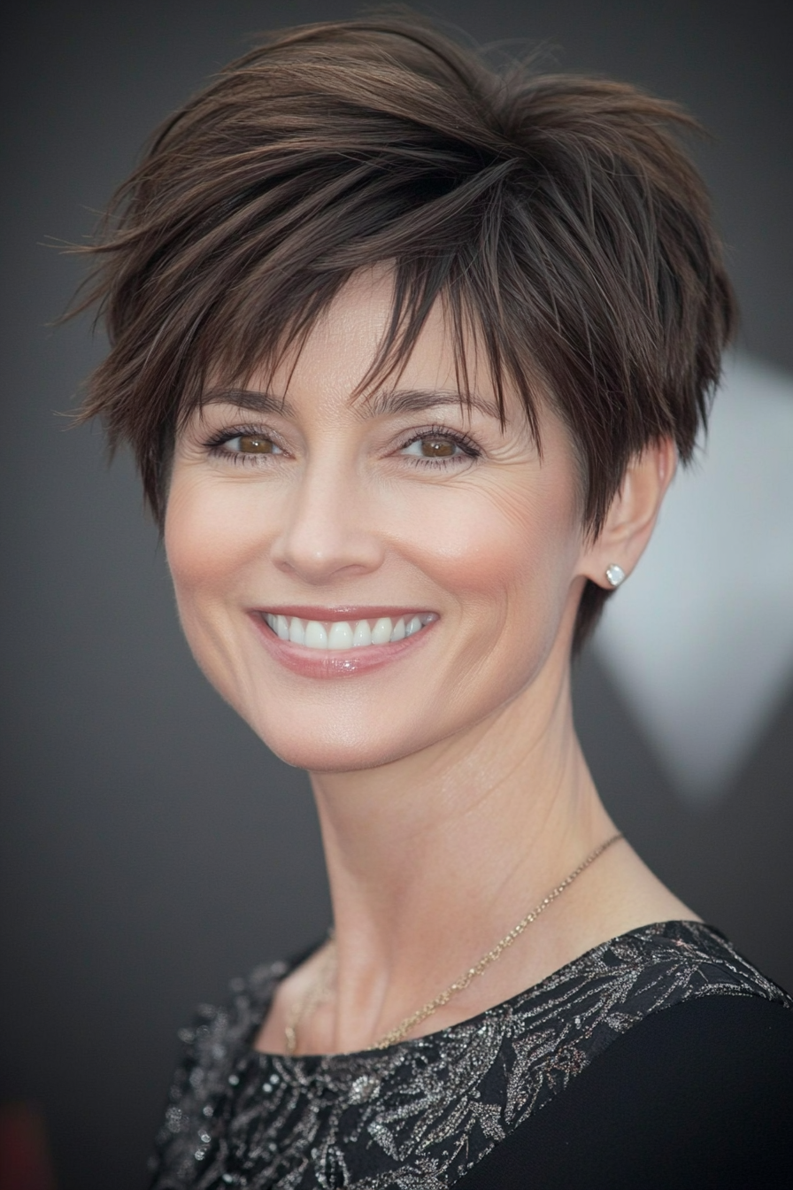 8. Short Undercut Pixie with Dark Chocolate Brown (Short Haircuts For Women Over 50) - Short Haircuts For Women Over 50