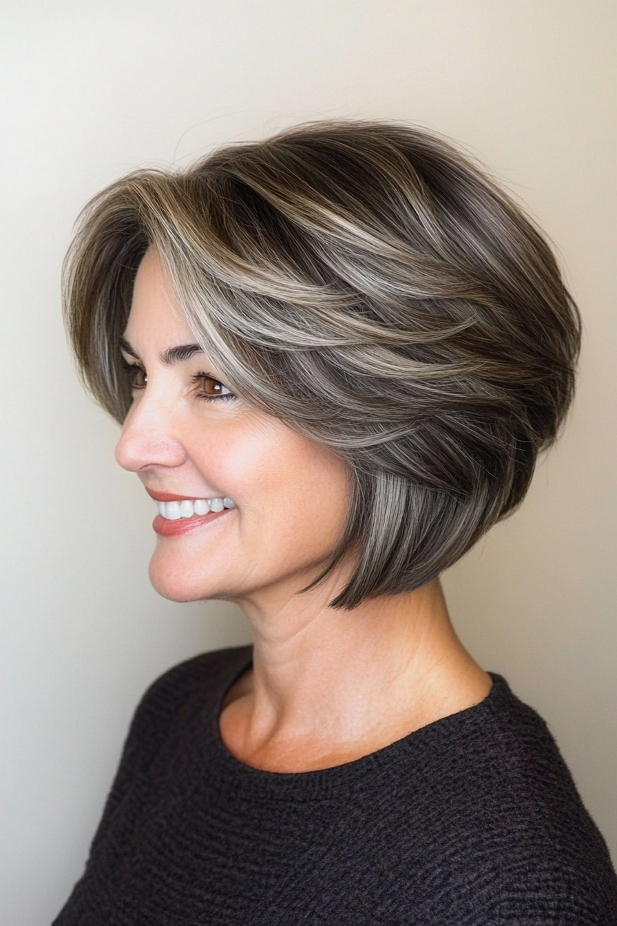 14. Soft Layered Lob with Dark Ash Blonde (Short Haircuts For Women Over 50) - Short Haircuts For Women Over 50
