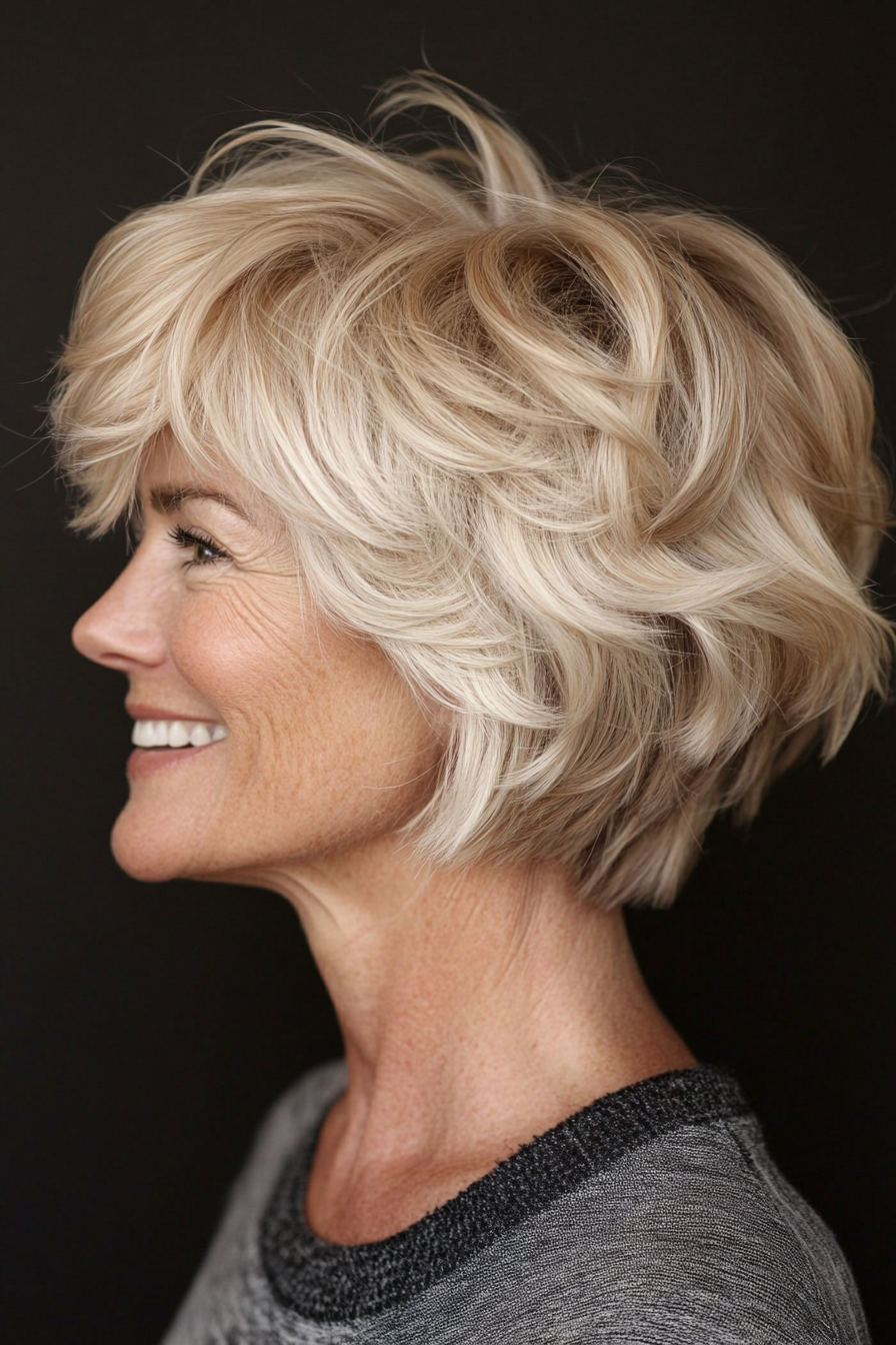 20. Textured Bob with Strawberry Blonde (Short Haircuts For Women Over 50) - Short Haircuts For Women Over 50