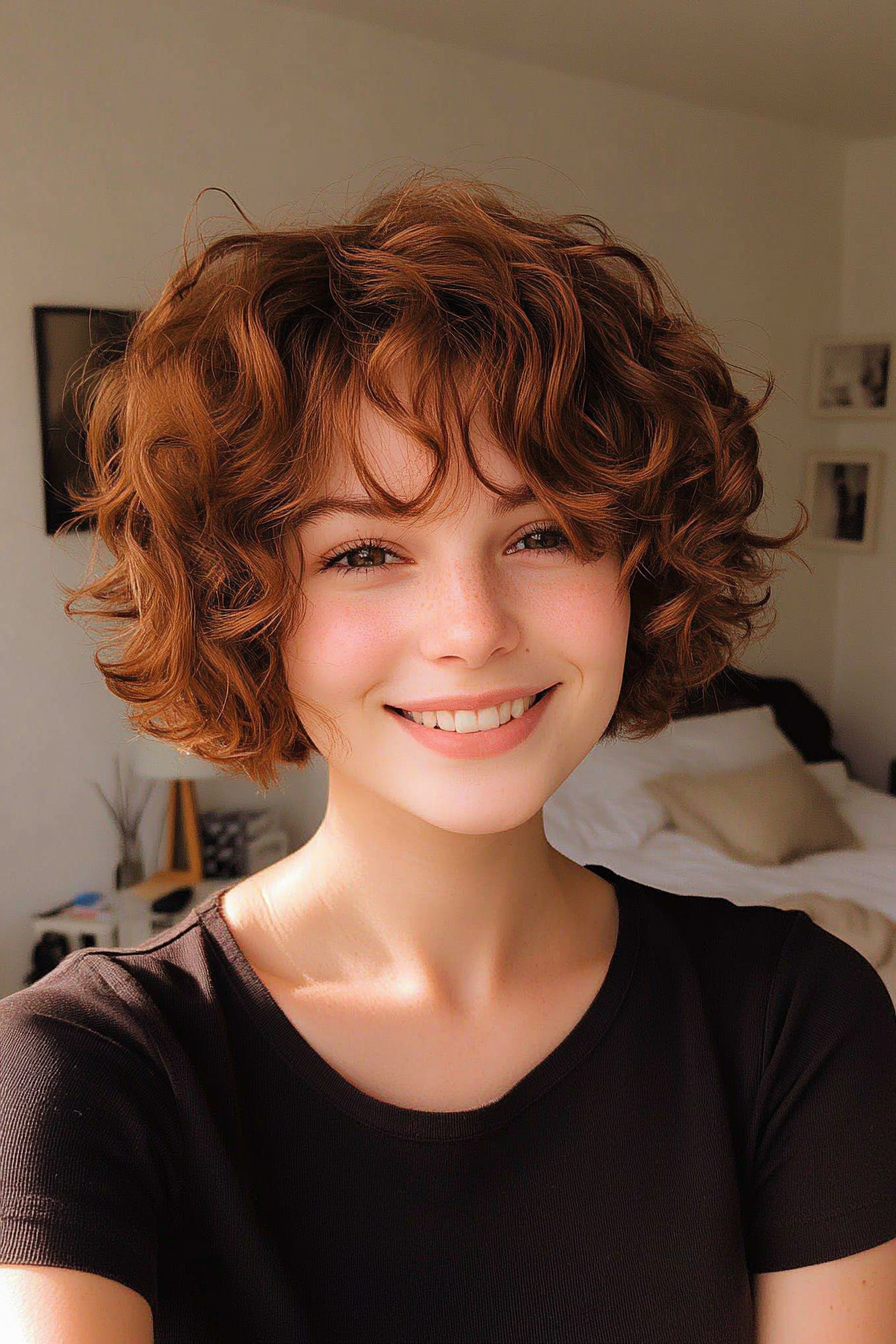 5. Chestnut Curly Shag (Chic Short Haircuts) - Chic Short Haircuts