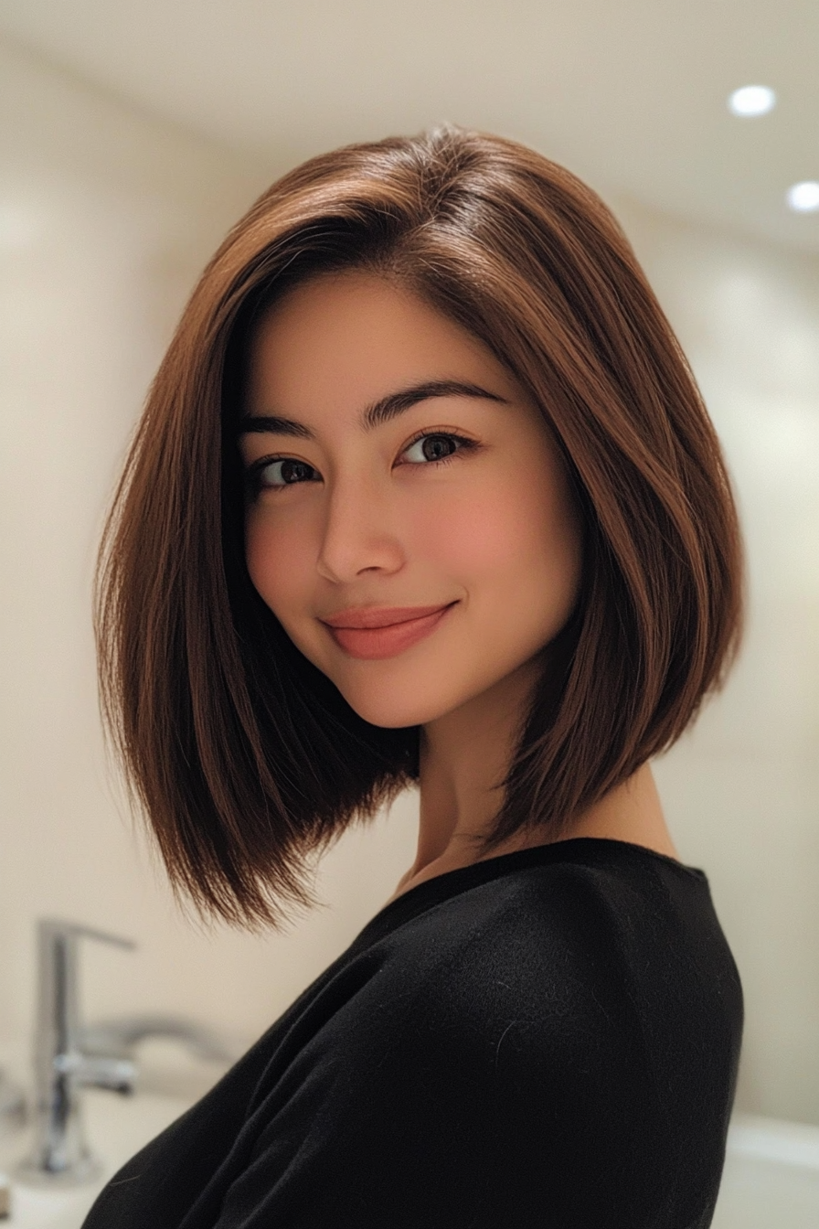 17. Chestnut A-Line Lob (Chic Short Haircuts) - Chic Short Haircuts