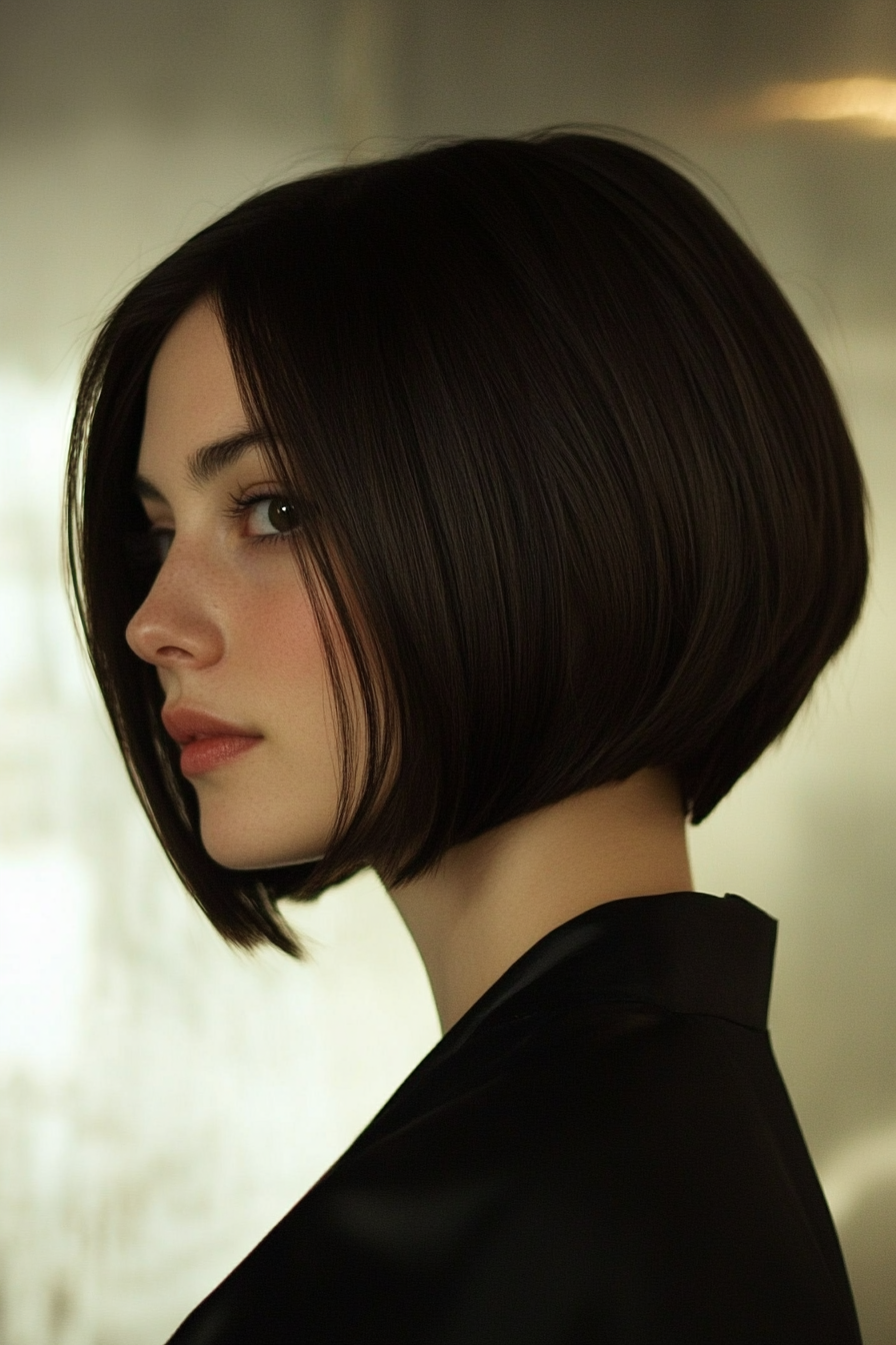 20. Dark Chocolate Tapered Bob (Chic Short Haircuts) - Chic Short Haircuts