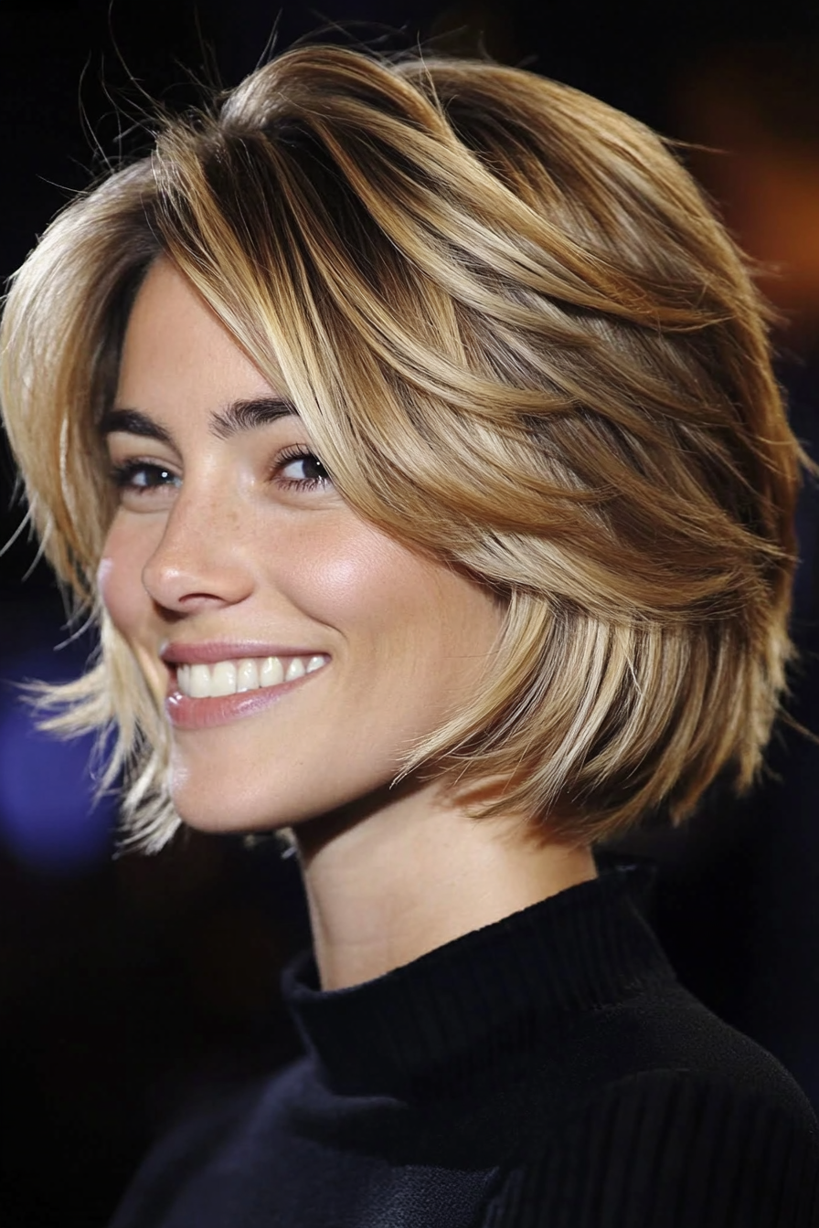 24. Sandy Blonde Layered Bob (Chic Short Haircuts) - Chic Short Haircuts