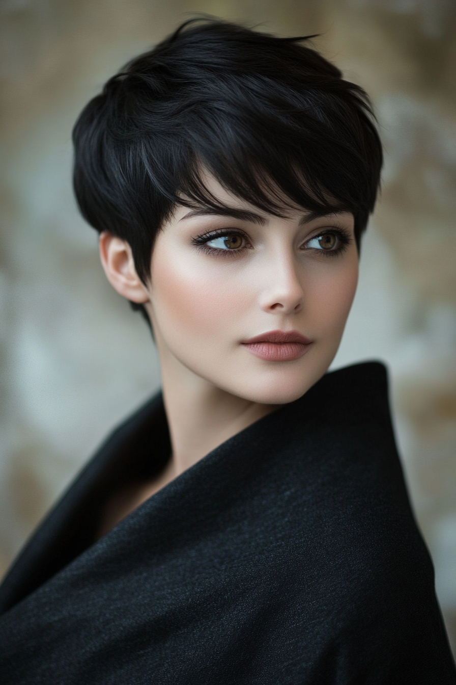 26. Soft Black Sleek Pixie (Chic Short Haircuts) - Chic Short Haircuts