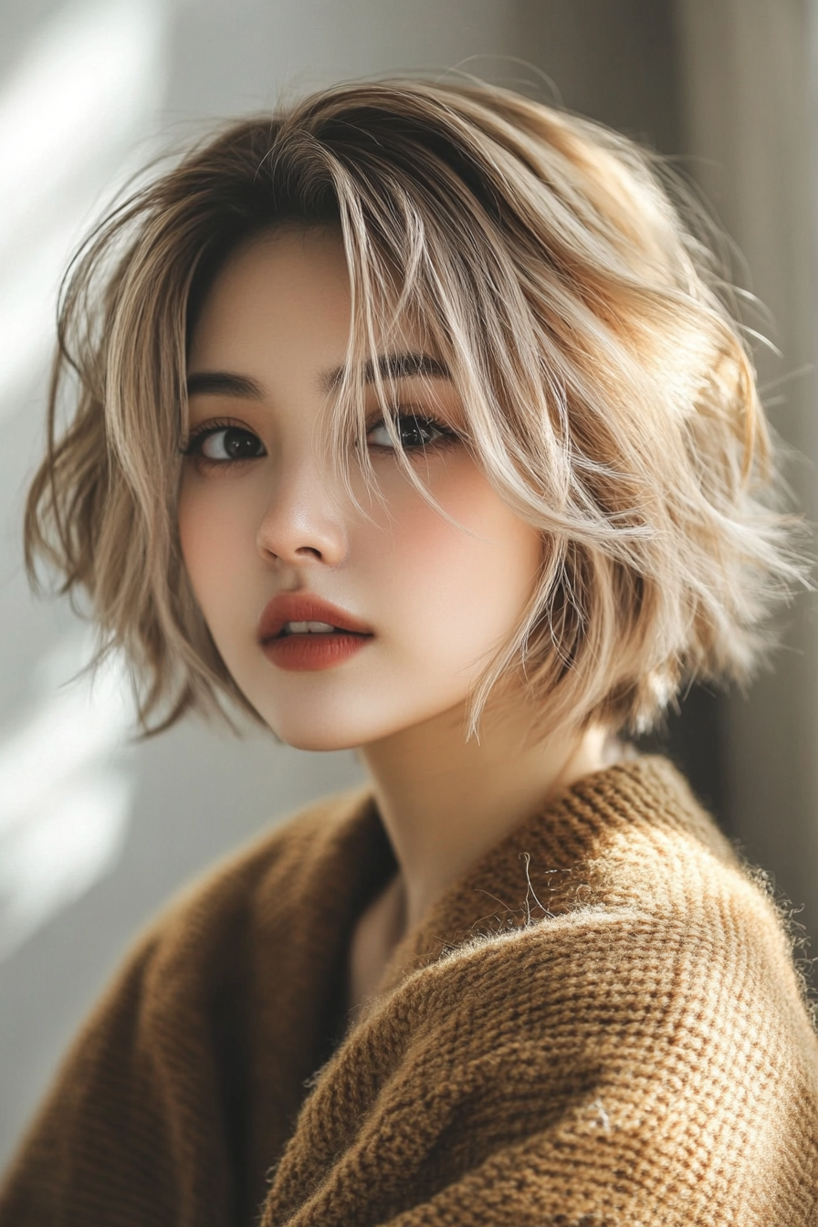 27. Golden Bronde Textured Bob (Chic Short Haircuts) - Chic Short Haircuts