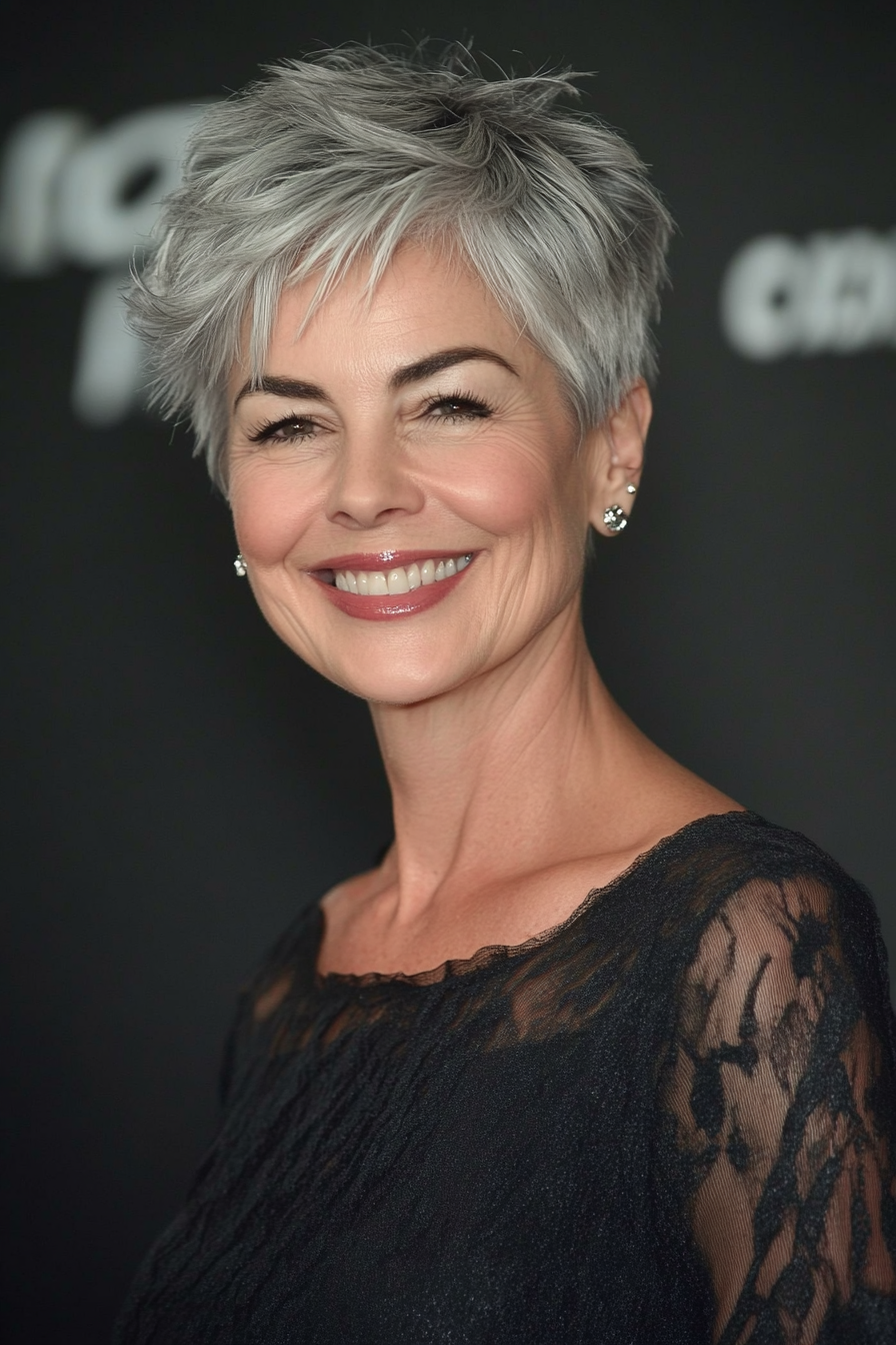 1. Layered Silver Pixie (Short Hairstyles For Women Over 60) - Short Hairstyles For Women Over 60