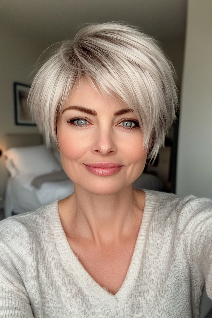 10. Choppy Platinum Pixie (Short Hairstyles For Women Over 60) - Short Hairstyles For Women Over 60