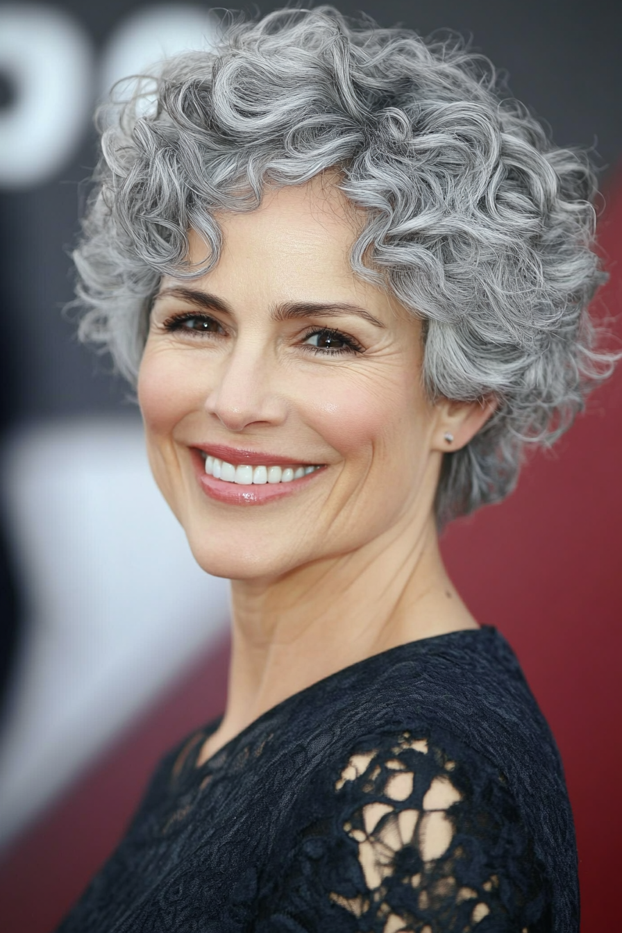 11. Short Curly Crop in Natural Gray (Short Hairstyles For Women Over 60) - Short Hairstyles For Women Over 60