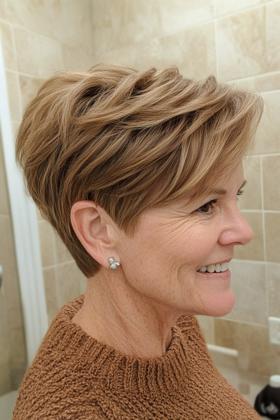 13. Golden Caramel Textured Crop (Short Hairstyles For Women Over 60) - Short Hairstyles For Women Over 60
