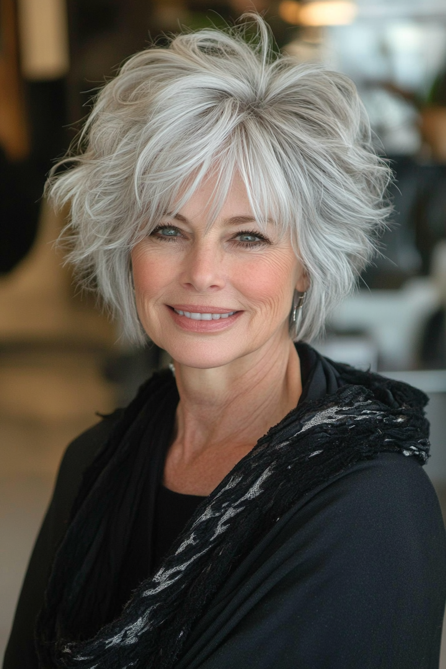 16. Short Silver Shag (Short Hairstyles For Women Over 60) - Short Hairstyles For Women Over 60