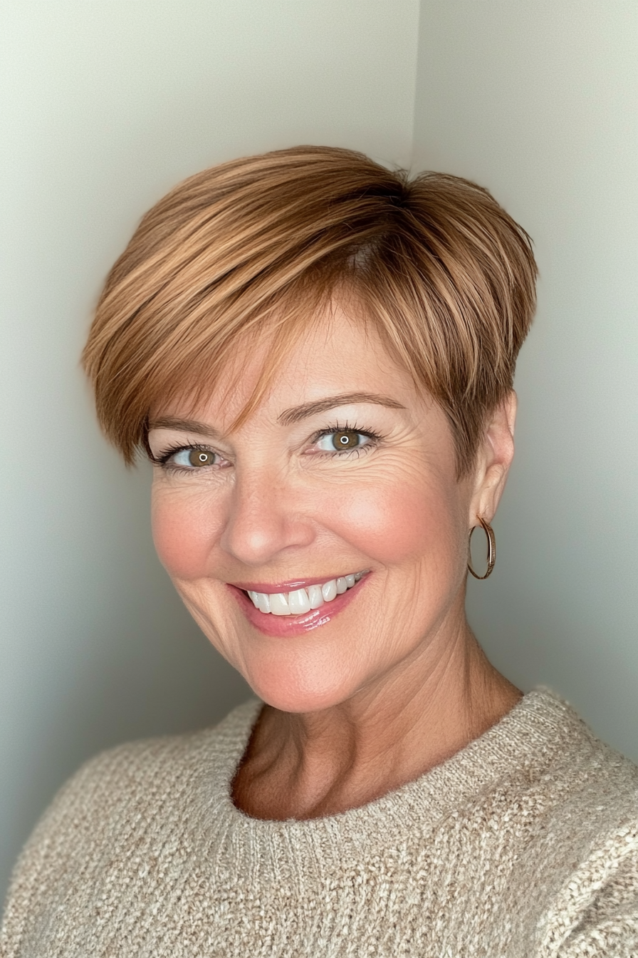 21. Golden Chestnut Tapered Crop (Short Hairstyles For Women Over 60) - Short Hairstyles For Women Over 60