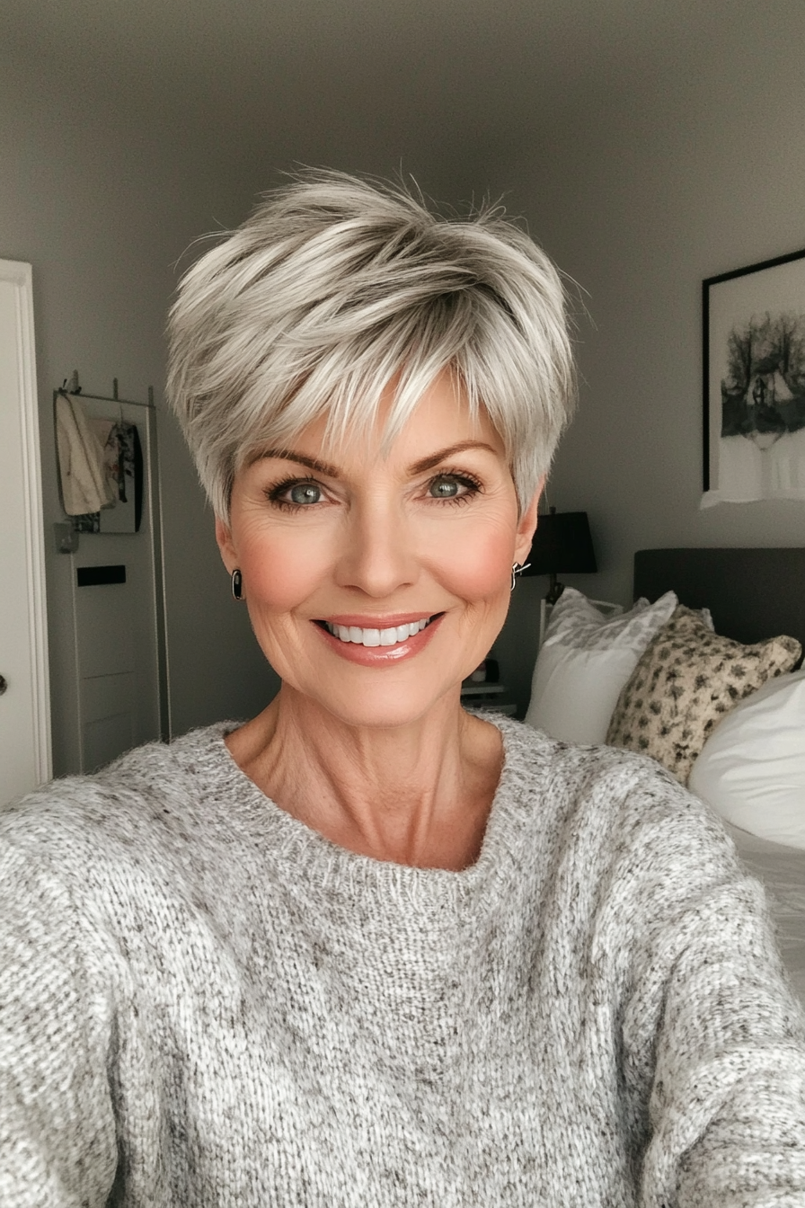 23. Soft Silver Tapered Pixie (Short Hairstyles For Women Over 60) - Short Hairstyles For Women Over 60