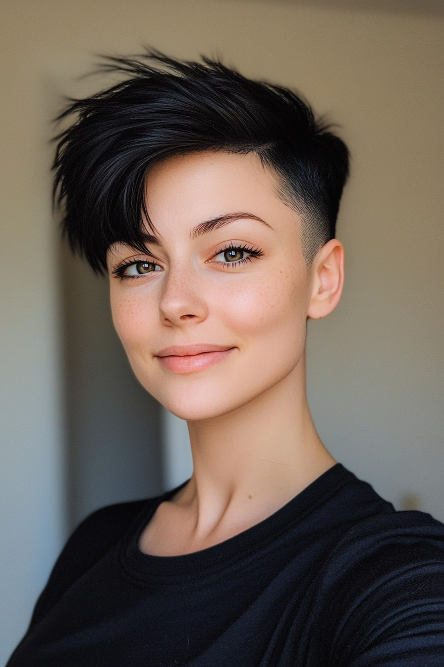 4. Silky Jet Black Undercut Pixie (Long Pixie Cuts) - Long Pixie Cuts