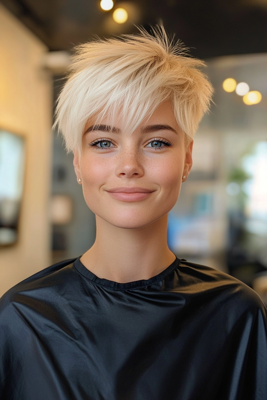 10. Neutral Blonde Pixie with Baby Bangs (Long Pixie Cuts) - Long Pixie Cuts