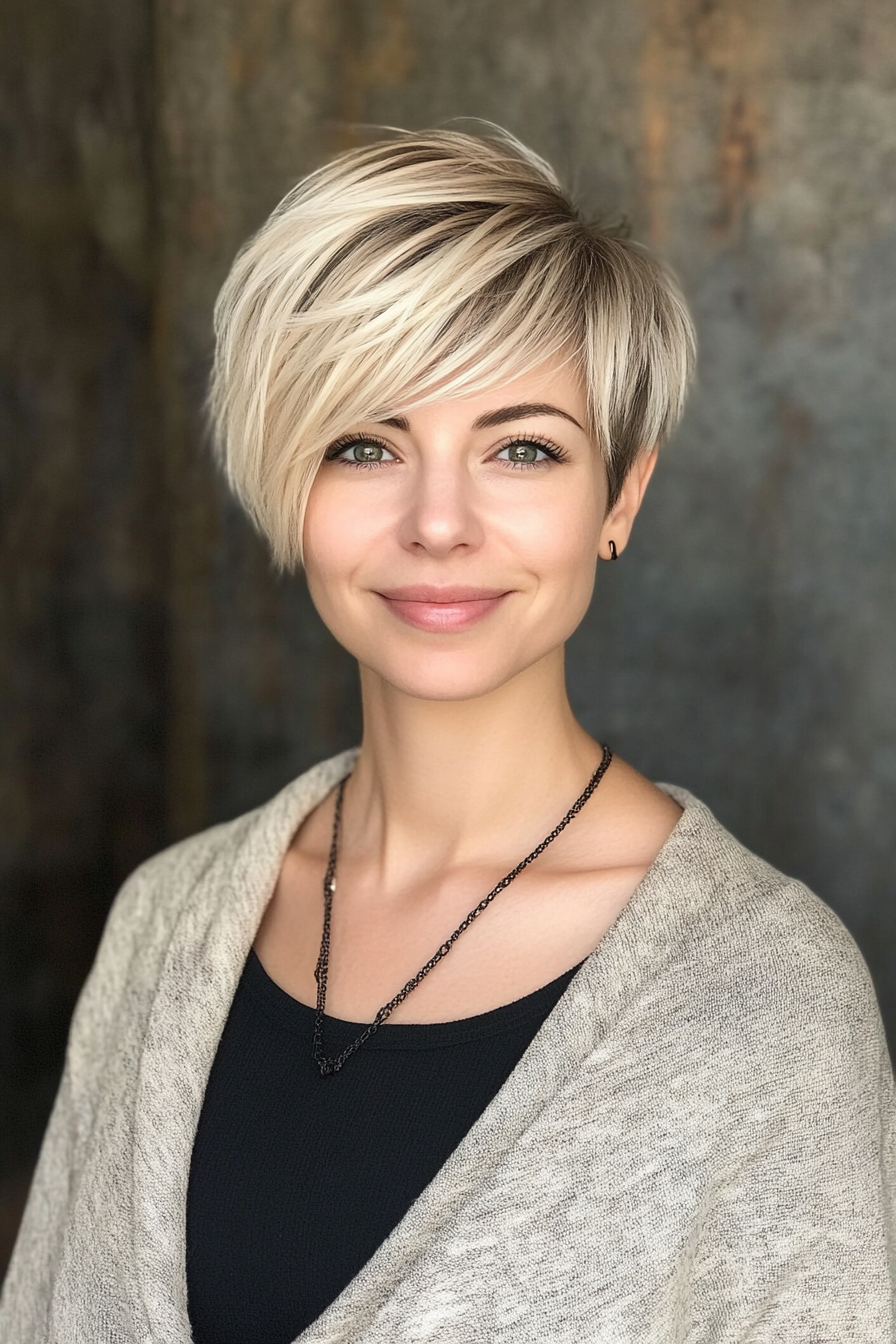13. Sandy Blonde Asymmetrical Pixie (Long Pixie Cuts) - Long Pixie Cuts
