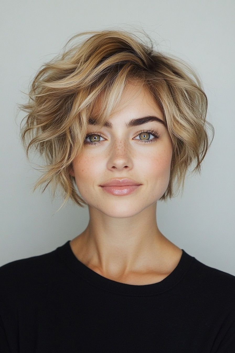 23. Light Caramel Wavy Pixie Bob (Long Pixie Cuts) - Long Pixie Cuts
