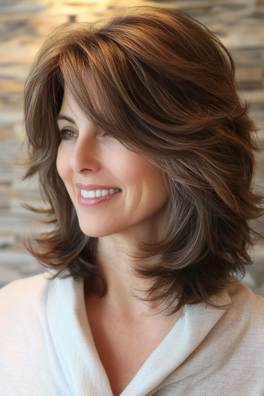 2. Soft Shag with Ash Brown (Medium Length Hairstyles For Women Over 50) - Medium Length Hairstyles For Women Over 50