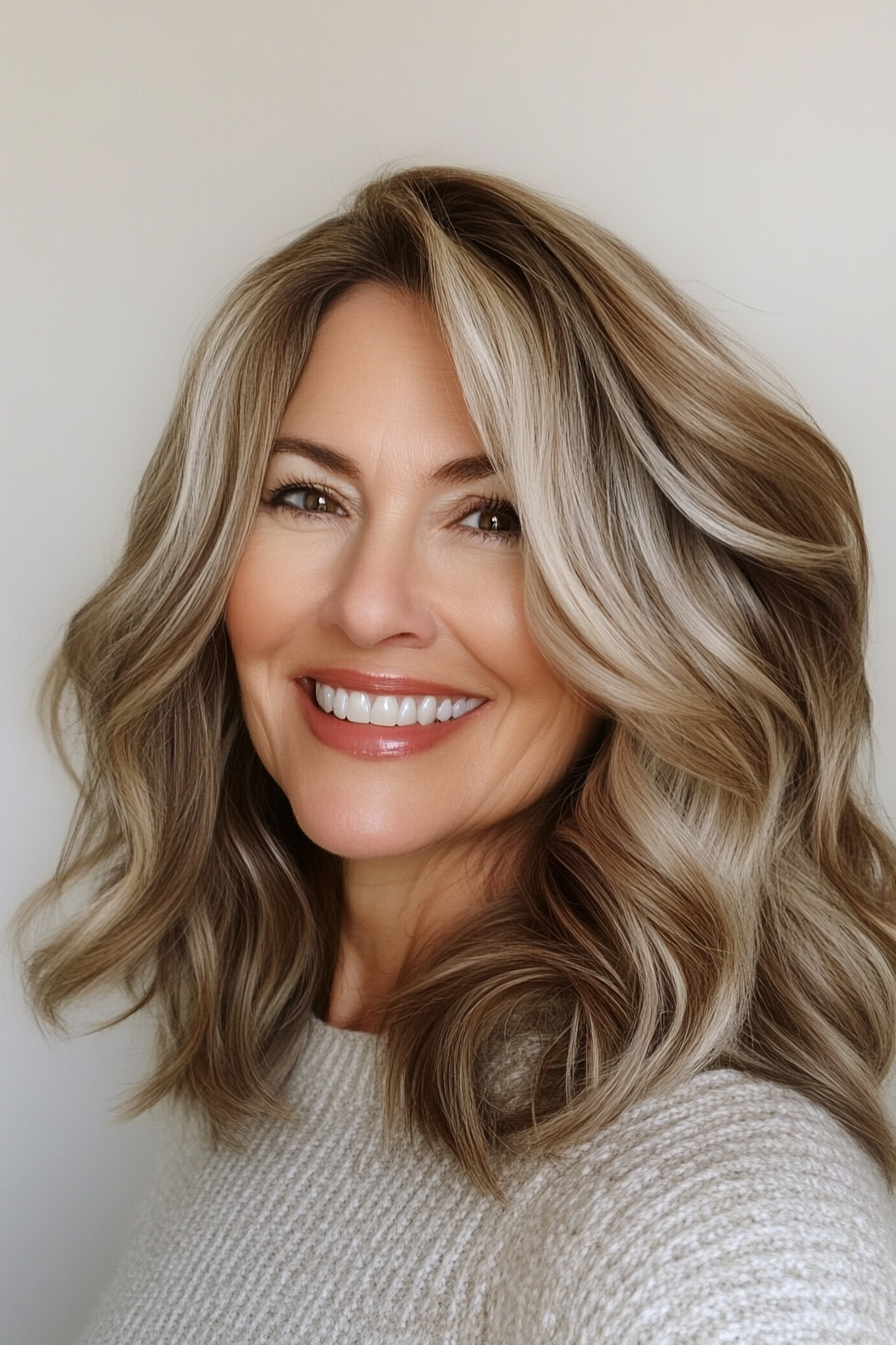 18. Soft Waves with Warm Mocha (Medium Length Hairstyles For Women Over 50) - Medium Length Hairstyles For Women Over 50